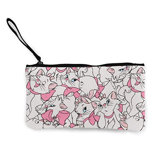 Yuanmeiju Classics Marie Allover Pink Fabric Small Monedero Canvas Wallet Zipper Monedero Small Zipper Bag