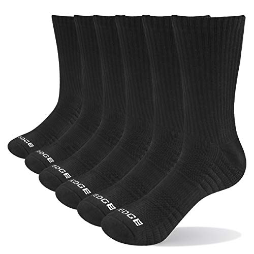 YUEDGE 6 Pares de Algodón Cushion Crew Calcetines Entrenamiento Senderismo Caminar Deportes Atléticos Calcetines para Hombres y Mujeres (L)