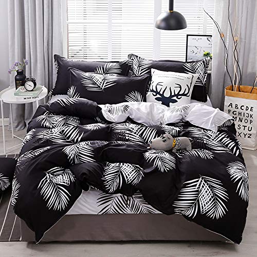 YuYang Juego de sábanas cómodas y Suaves Juego de Ropa de Cama con, Diseño de Hojas Tropicales, 100% poliéster, antialérgico, Anti decoloración, impresión HD para Todo el Mundo 200_x_200_cm