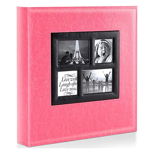 Ywlake - Álbum de fotos de 1000 fundas de 10 x 15 cm para fotos, tamaño grande, para casa, boda, clásica, cubierta de piel (100 hojas, 200 Pages, rosa)