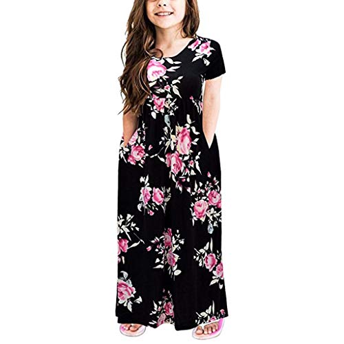 YWLINK Verano La Moda Mezcla De AlgodóN Flores del NiñO Ropa Casual Falda De Flores Princesa Fiesta Vestido Elegante Dulce Y Encantadora Rendimiento Fiesta Todos Los Dias 1-10 AñOs De Edad