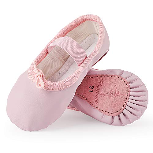 Zapatillas de Danza Cuero Zapatos de Ballet y Gimnasia Baile para Niña y Mujer Rosa 29