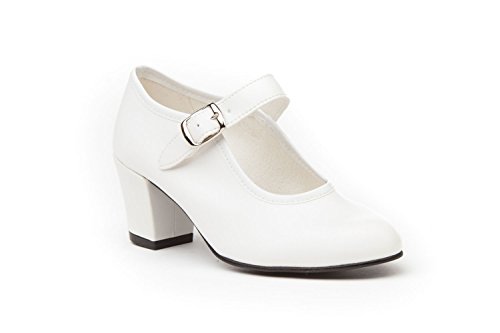 Zapatos Flamenca Para Niña y Mujer, Mod. 302, Calzado Made In Spain (29, Blanco)