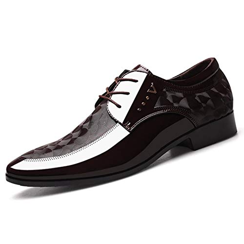 Zapatos Formales Vestido de Novia para Hombre Zapatos de Charol con Cordones Zapatos Oxford de Gran tamaño para Hombre Cómodo Transpirable Negro Marrón