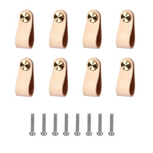 Zasiene Tiradores de Cuero 8 Piezas Pomos Tiradores Cuero Tiradores para Cajones Vintage para Accesorios de Decoración de Muebles Exquisitos con Tornillos Accesorios Zasiene Tiradores de Cuero 8 Piezas Pomos Tiradores Cuero Tiradores para Cajones Vintage para Accesorios de Decoración de Muebles Exquisitos con Tornillos Accesorios