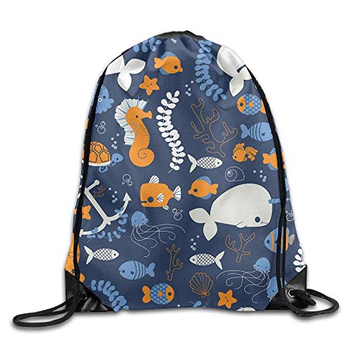 ZHIZIQIU s Ocean Friends Drawstring Bags Portable Backpack Pocket Bag Travel Sport Gym Bag Yoga Runner Daypack -