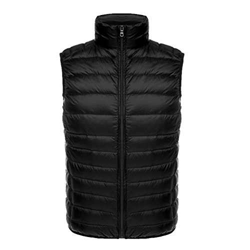 ZKOO Chaleco de Pluma Ligero Sin Mangas Chaquetas Acolchado de Pluma Calentar Invierno Otoño para Mujer Negro L