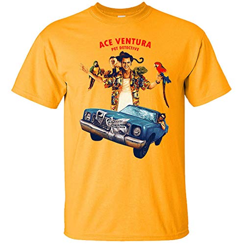 Zoopasa Ace Ventura, Pet Detect V2, Movie Poster (1994) T-Shirt (White) S-5XL,Yellow,2XL