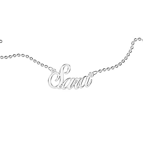 Zuffetti Collar Personalizado, para Mujer, con Nombre. Use su Nombre. Acero Inoxidable e hipoalergénico. Color Plata. Diseñado en Italia. (Sara)