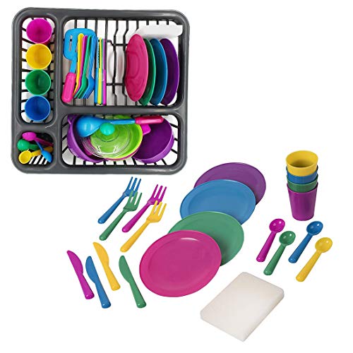 ZUJI Utensilios Cocina Juguetes, 21Piezas Vajilla de Juguete Accesorios Set en Color Pastel Juego de Imitación para Niños