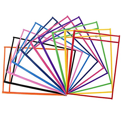 ZWOOS 10 Piezas Resuable Dry Erase Pockets Papelería Suministros, Oficina, para la Organización en el Aula y Colegio, Guardería, Ludoteca (Colores Surtidos), 35.5×25.5 cm ZWOOS 10 Piezas Resuable Dry Erase Pockets Papelería Suministros, Oficina, para la Organización en el Aula y Colegio, Guardería, Ludoteca (Colores Surtidos), 35.5×25.5 cm