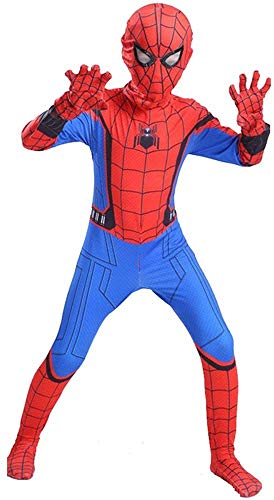 ZXDFG Disfraces Spiderman Niño,Superhéroe Disfraz Spiderman Niño Homecoming Halloween Navidad Traje Spiderman Niño Cosplay Máscara,Máscara y Disfraz Independientes,Spandex/Lycra
