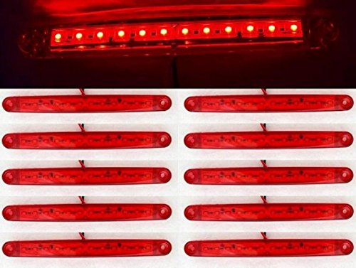 10 x 24 V rojo 12 luces LED de marcador lateral para camión, cabina, remolque, chasis volquete