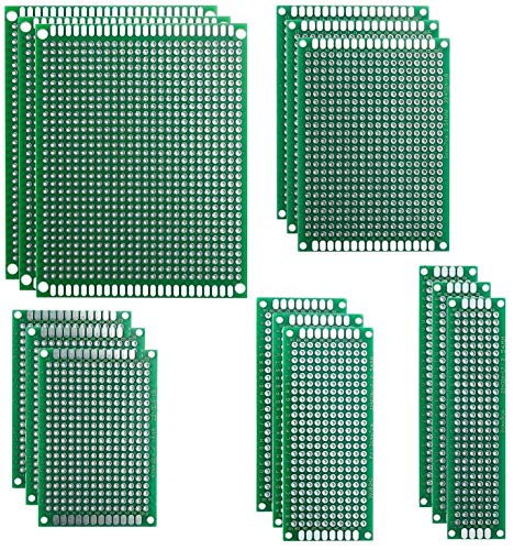 15 Piezas Placas de Fibra de Vidrio de Doble Cara de PCB Taladradas Con Taladro Tarjeta Placa Prototipo Kit para Soldadura DIY con 5 Tamaños Compatible con los kits Arduino y Raspberry