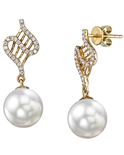 18 K perlas cultivadas Akoya japonés y del diamante pendientes de Nancy