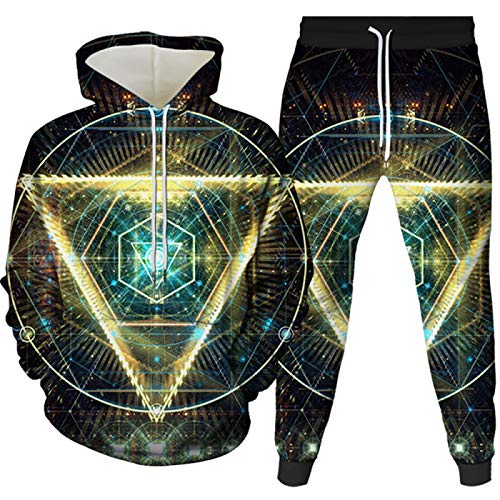 2 piezas con capucha y pantalones de jogging con estampado 3D, capucha unisex 2 piezas con capucha y pantalones de jogging con estampado 3D, capucha unisex