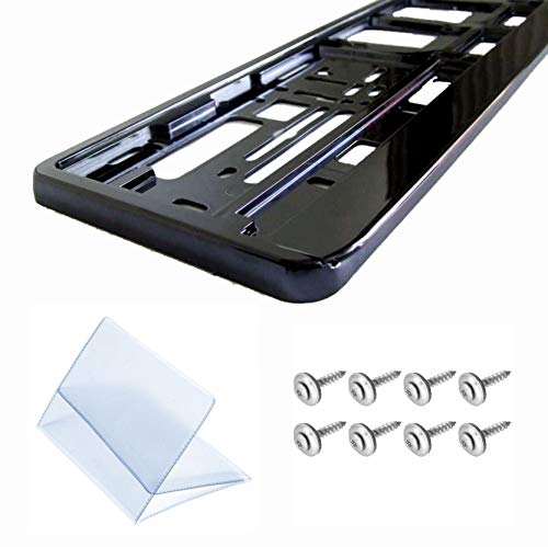 2 soportes para matrícula negro brillante en el embalaje original, incluye instrucciones de montaje, 8 tornillos de fijación, 8 arandelas y 1 funda para la documentación 2 soportes para matrícula negro brillante en el embalaje original, incluye instrucciones de montaje, 8 tornillos de fijación, 8 arandelas y 1 funda para la documentación