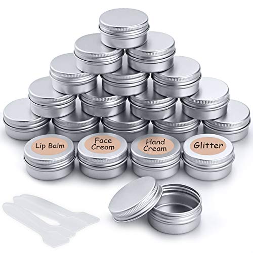 20 Piezas Tarros de Aluminio vacío Recipiente de cosmética para Crema loción máscaras Mini Velas cosméticos Arte de uñas (20 ml)