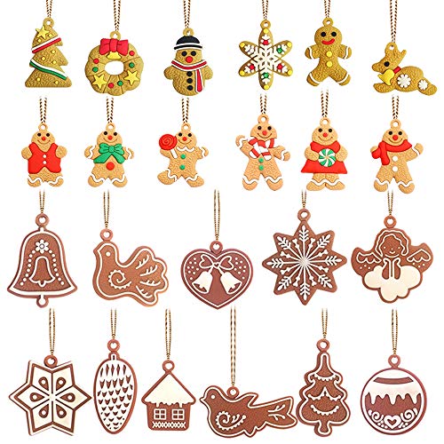 23 piezas de adornos colgantes para árbol de Navidad, decoración de pan de jengibre, copos de nieve, muñeco de nieve, reno para decoraciones de fiesta de Navidad 23 piezas de adornos colgantes para árbol de Navidad, decoración de pan de jengibre, copos de nieve, muñeco de nieve, reno para decoraciones de fiesta de Navidad
