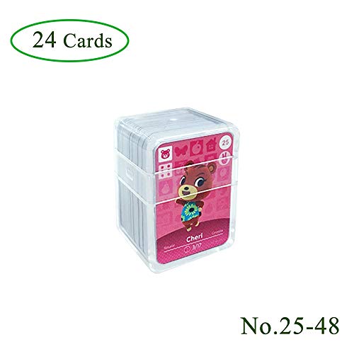 24 piezas Tarjetas de juego NFC Tag para Animal Crossing, (No. 25-No. 48) Tarjetas de juego Nfc con estuche de cristal Compatible con Nintendo Switch / Wii U