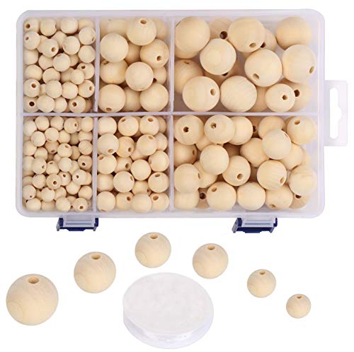 320 Piezas Abalorios Madera Natural Cuentas de Madera Redondas para las Decoraciones Hechas a mano de Bricolaje Joyería Artesanal Haciendo, 6 tamaños (10mm, 12mm,14mm, 18mm, 20mm, 25mm) 320 Piezas Abalorios Madera Natural Cuentas de Madera Redondas para las Decoraciones Hechas a mano de Bricolaje Joyería Artesanal Haciendo, 6 tamaños (10mm, 12mm,14mm, 18mm, 20mm, 25mm)