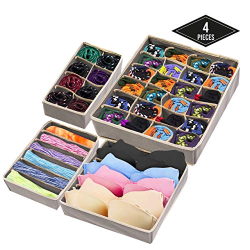 4 Piezas Cajas Organizadores de Cajones y Armario| Almacenamiento y Organización, Separadores Plegable Robustos para Ropa Interior Calcetines Bufandas Sujetador Pañuelos. 4 Piezas Cajas Organizadores de Cajones y Armario| Almacenamiento y Organización, Separadores Plegable Robustos para Ropa Interior Calcetines Bufandas Sujetador Pañuelos.