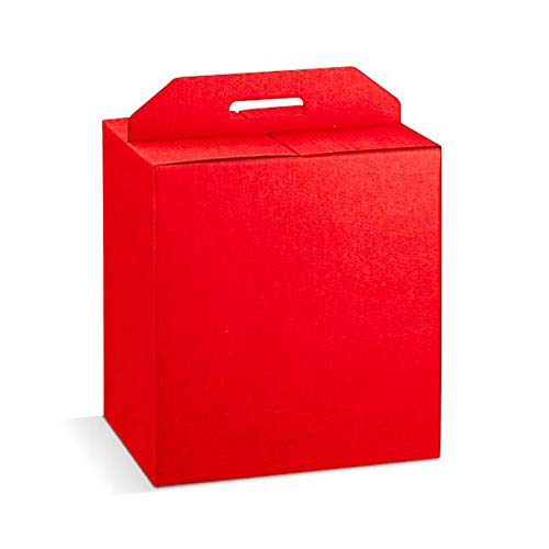 5 cajas grandes 52 x 31 x 35,5 cm rojas robustas de Navidad hasta 7 kg cartón acoplado y asa exterior rojo