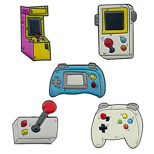 5 unidades de insignias esmaltadas para consola de juegos y consola de juegos patrón para bolsas de ropa, chaquetas, manualidades