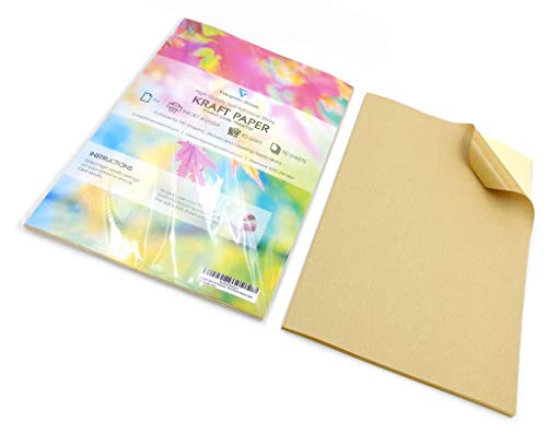 50 hojas de papel Kraft mate, de tamaño A4, autoadhesivas, etiqueta adhesiva, etiqueta para direccones, hoja de papel para impresión