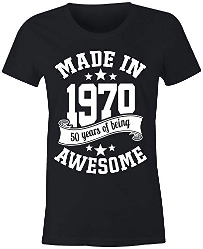 6TN Mujer Hecho en 1970 50 años de ser Impresionante Camiseta (XXL, Negra)