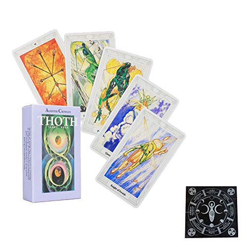 78 Piezas Aleister Crowley Thoth Tarot Deck Cards Board Deck Games Naipes para Juegos de Fiesta,Board Game,with Tablecloth