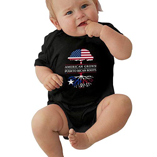 90ioup American Grown with Puerto Rican Roots Printed Newborn Toddler Baby Short-Sleeved Romper Jumpsuit Bodysuit