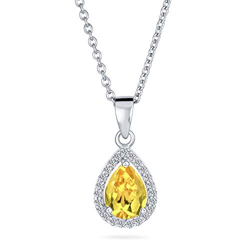 925 plata de ley victoriano vintage estilo delicado pera nupcial forma carney solitario amarillo cúbico Zirconia AAA CZ Halo 5CT Teardrop colgante collar para las mujeres