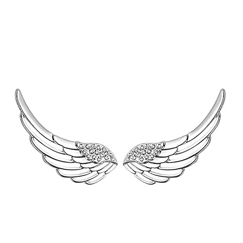 925 plata esterlina oído puños Cristal Pendientes del ángel de guarda del oído del ala del ángel de las mujeres pendientes de orugas/escalador