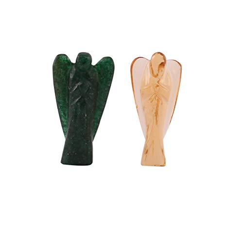 Aatm Healing Jade & Yellow Aventurine Angel Guardian Pocket Gemstone Figurine (2-2.3 Inch) (Stone for Growth & Prosperity)