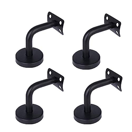 Acero Inoxidable Soporte Pasamanos, 4 Piezas Soporte Pasamanos Escalera, para Barra de Soporte de Pasillo de Barandilla de Escalera Colgante de Pared Interior, 60 * 60 mm(Negro)