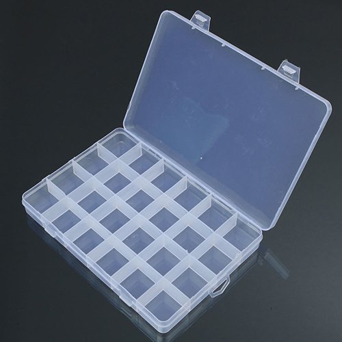 AchidistviQ Caja de plástico con 24 compartimentos para joyas, abalorios, organizador de manualidades