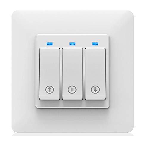 ALLOMN Inteligente Wifi Interruptor de Cortina, Interruptor de Persiana Enrollable Eléctrica Trabaja con Alexa/Google Home, Control Remoto por Voz Función de Tiempo Botón Mecánico, Smart Life/Tuya APP