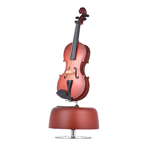 ammoon Clásico Violación de Violín Caja de Música Con Rotación Base Musical Instrument Miniature Regalo de Artware de la Reproducción