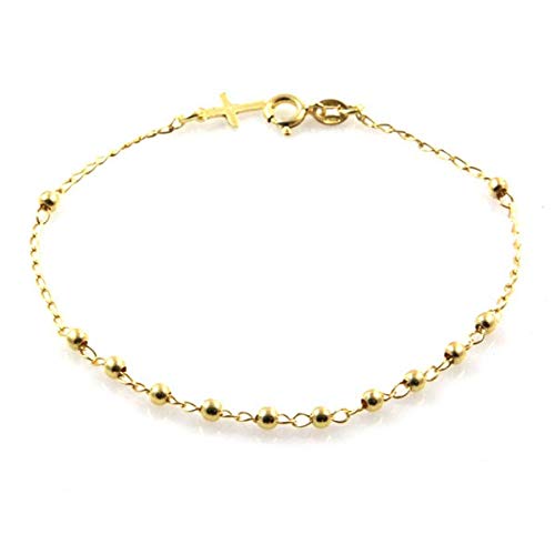 amorili Pulsera Rosario en Plata de Ley 925 y Oro postine Ronda de Chapado de rodio para no oscurecer la Longitud de 19 cm - bcc1195 amorili Pulsera Rosario en Plata de Ley 925 y Oro postine Ronda de Chapado de rodio para no oscurecer la Longitud de 19 cm - bcc1195