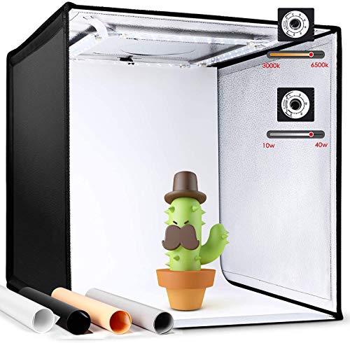 Amzdeal CR90 - Caja de luz Plegable para fotografía (3000 K-6500 K, luz Regulable, 50 cm, 4 Ventanas de Shooting), 4 Fondos (Azul, Blanco, Negro, Naranja) Amzdeal CR90 - Caja de luz Plegable para fotografía (3000 K-6500 K, luz Regulable, 50 cm, 4 Ventanas de Shooting), 4 Fondos (Azul, Blanco, Negro, Naranja)