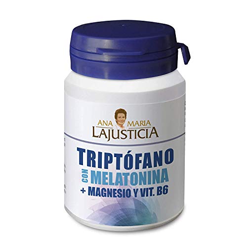 Ana Maria Lajusticia - Triptófano con melatonina + magnesio + VIT B6 – 60 comprimidos. Induce al sueño y mejora la calidad del sueño. Apto para veganos. Envase para 30 días de tratamiento.