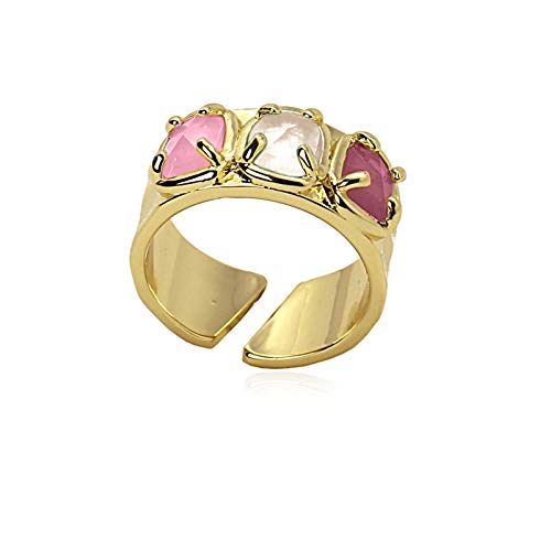 Anartxy Anillo Colleccion Sunflower con 3 Piedra Ojo de Gato Blanca para Mujer de Acero Color Dorado Talla 12, Mejor Regalo Anartxy Anillo Colleccion Sunflower con 3 Piedra Ojo de Gato Blanca para Mujer de Acero Color Dorado Talla 12, Mejor Regalo