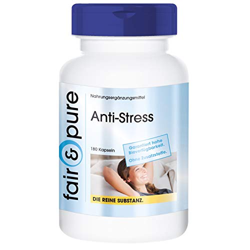 Anti-Stress - Complejo para combatir el estrés - Con vitaminas del grupo B, Ginseng, selenio, taurina, etc. - Alta pureza - 180 Cápsulas