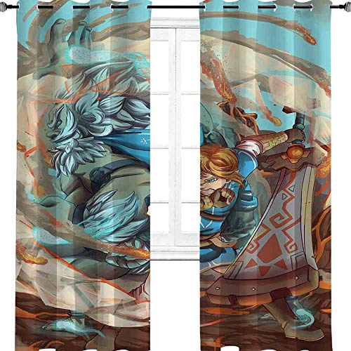 aotuma Legends of Zelda Breath of the Wild Daruk Game - Cortinas opacas con ojales para dormitorio (243,8 x 304,8 cm)