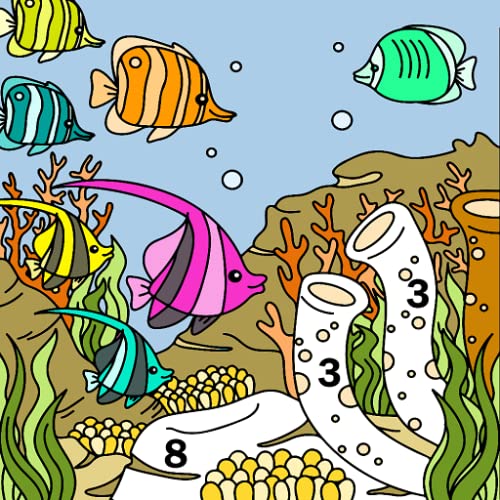 Aquatic Animals Color by Number: Sea Coloring Book
