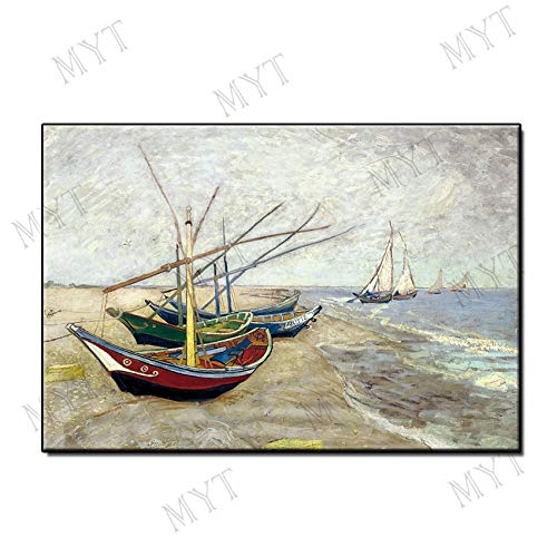 Artesanal 100% Puro Barco Pesquero Por El Mar Pinturas Al Óleo Sobre Lienzo Abstracto Y Hermoso Paisaje Pintados A Mano De Ilustraciones Para Pared Imagen Salón Dormitorio Decoraciones Hogareñas 100 X