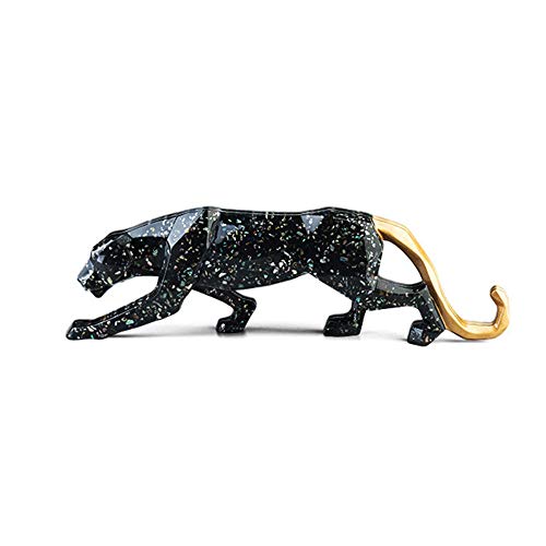 Artesanías de resina leopardo guepardo Escultura de pantera negra abstracta moderna Escultura de leopardo de resina Decoración de la vida silvestre Regalo Artesanía Adorno Accesorios-44 * 14 * 6 CM
