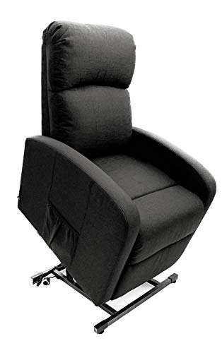 Astan Hogar Sillón Relax con Función Auto-Ayuda (Levanta Personas), Reclinación Eléctrica, Tapizado en Tela. Modelo Premium Plus AH-AR30630NG, Negro,