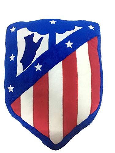 Atlético de Madrid. Cojín Terciopelo con Forma de Escudo y Licencia Oficial del Club.